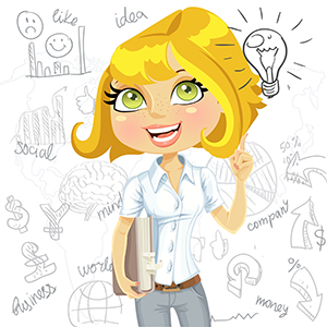 Blonde woman with a business idea